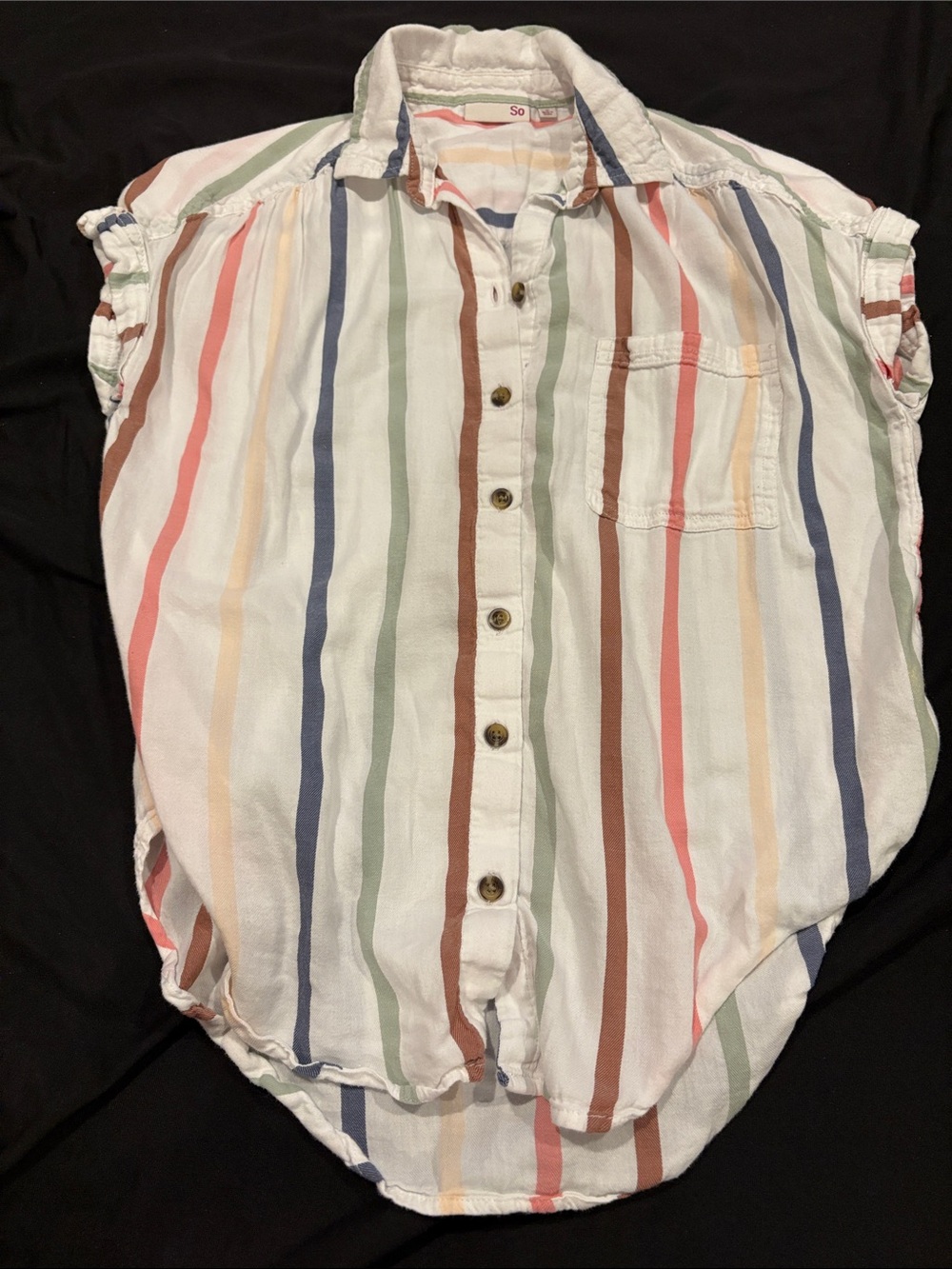 SO Multicolor Vertical Stripe Button-Down Shirt